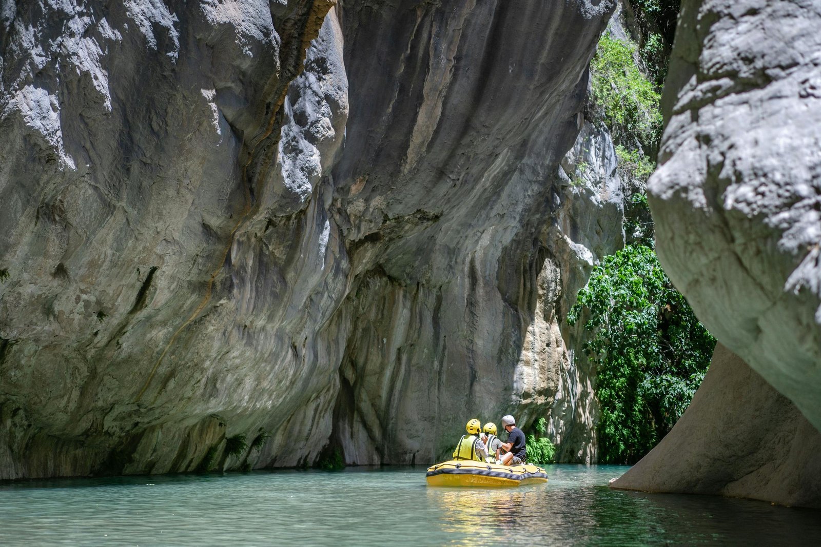 Explore stunning limestone cliffs while rafting in Kemer, Antalya.